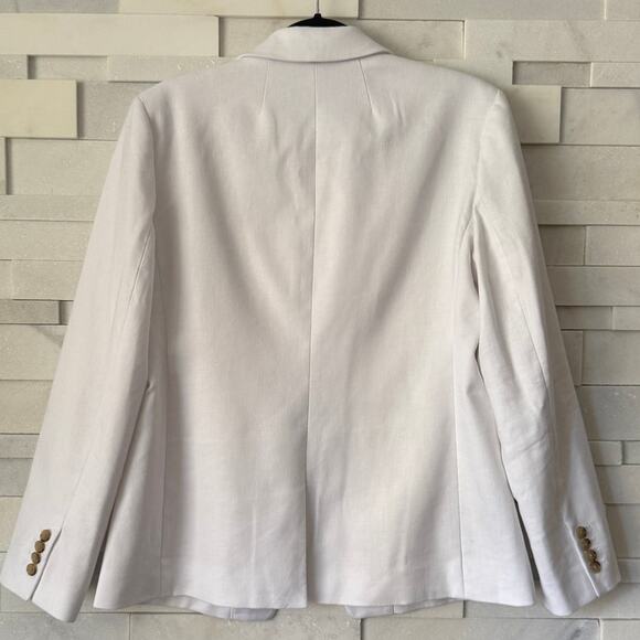 J CREW Helena One Button Blazer in Chelsea Linen-Cupro Blend Size 12 Color White - Picture 3 of 7